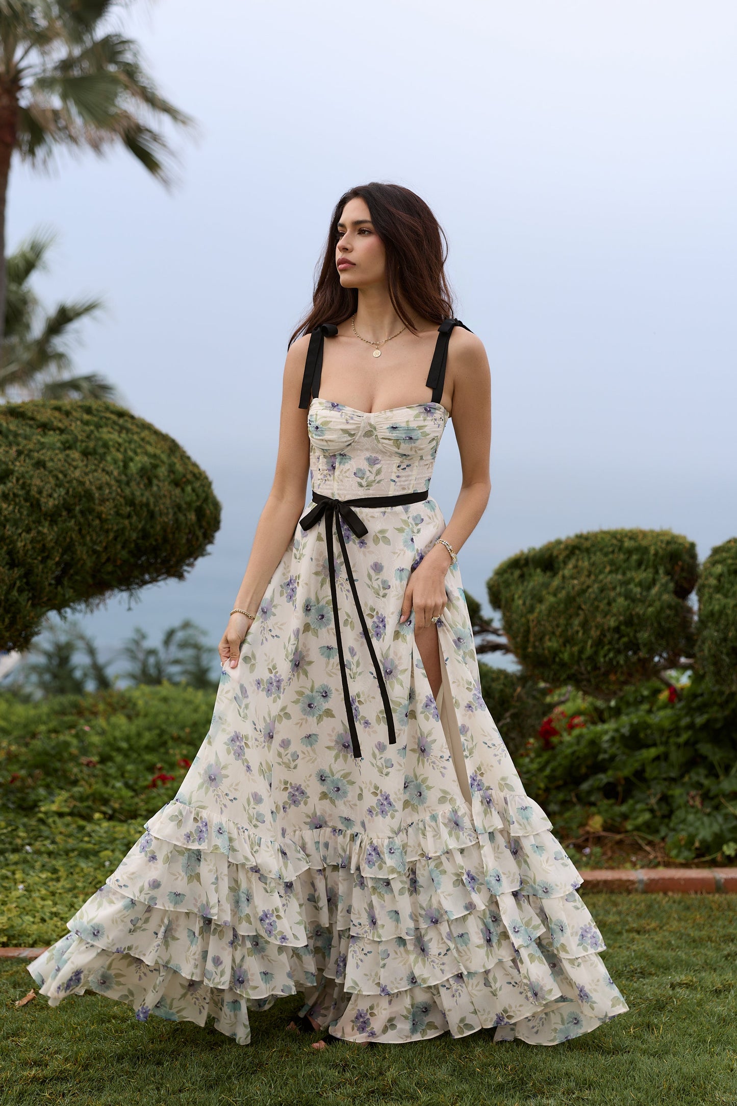 The Hope Dress in Blue Watercolor Floral