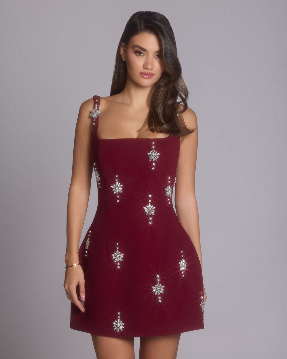 Sexy U Collar Sleeveless Sling Slim Rhinestone Dress