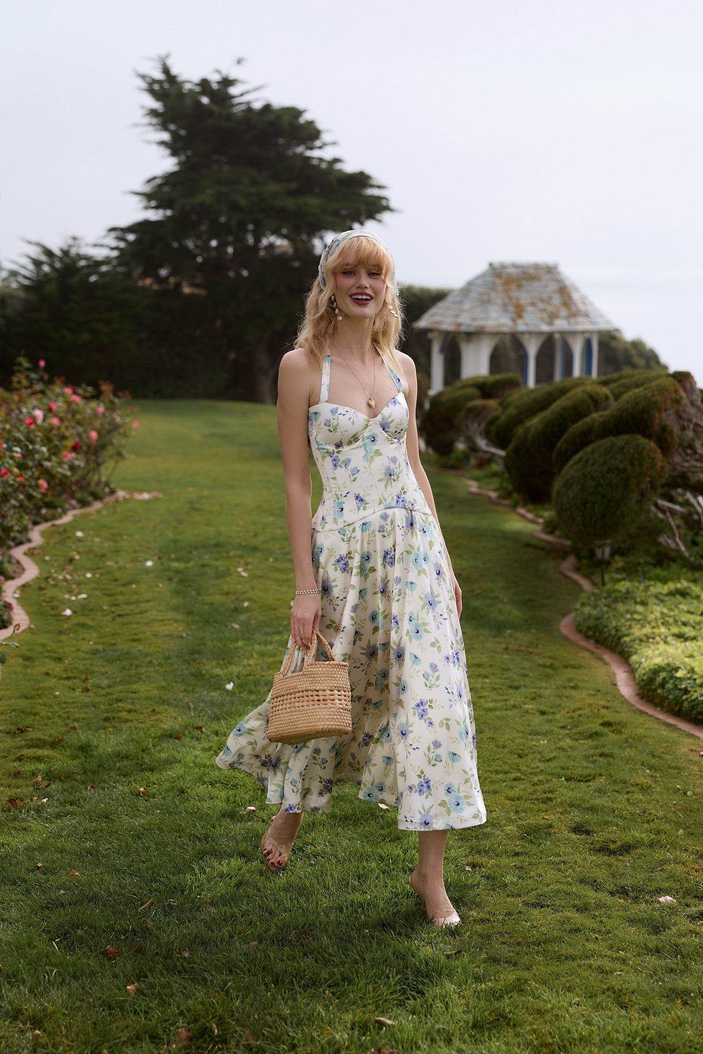 The Carrie Set in Blue Watercolor Floral