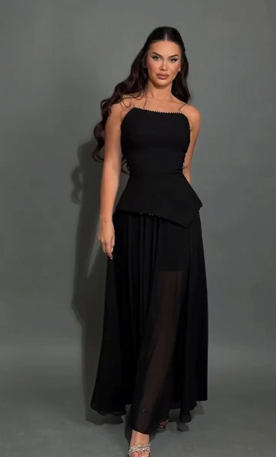 Sexy Pearl Tube Top Solid Color Stitching Dress